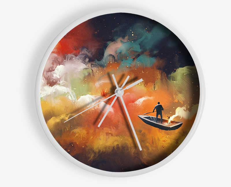 Digital painting row boat Clock - Wallart-Direct UK