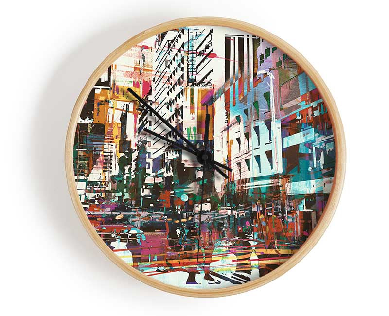 Abstract city art Clock - Wallart-Direct UK