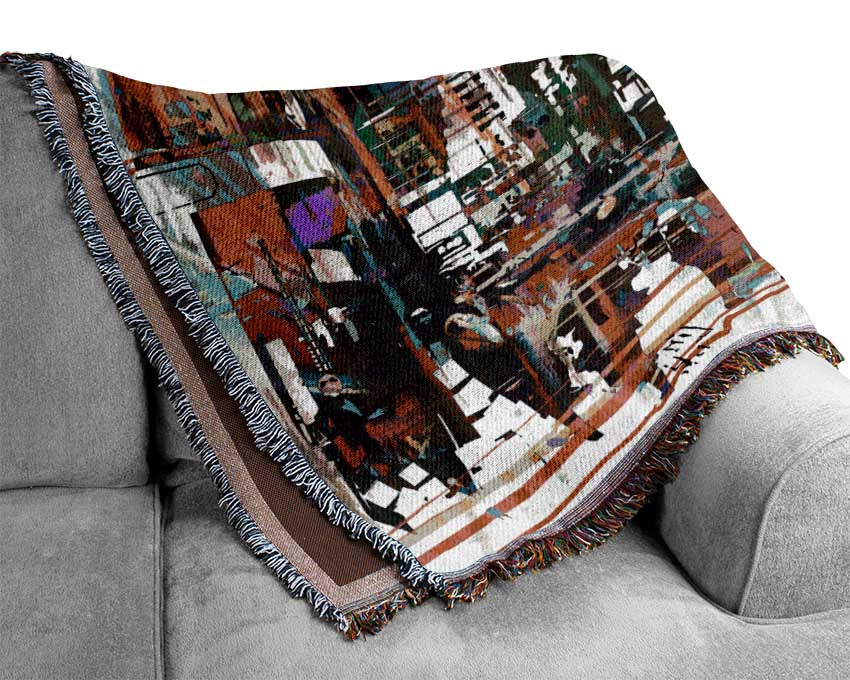 Abstract city art Woven Blanket