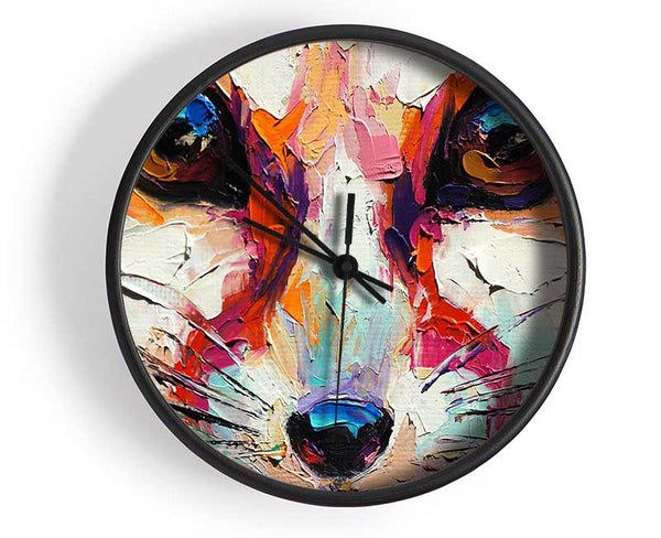 Close Up Fox Painting Clock - Wallart-Direct UK