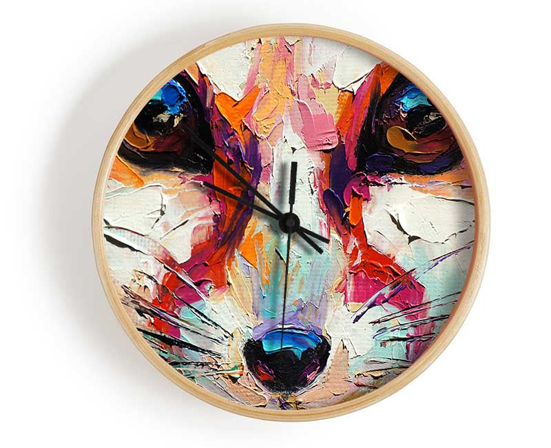 Close Up Fox Painting Clock - Wallart-Direct UK