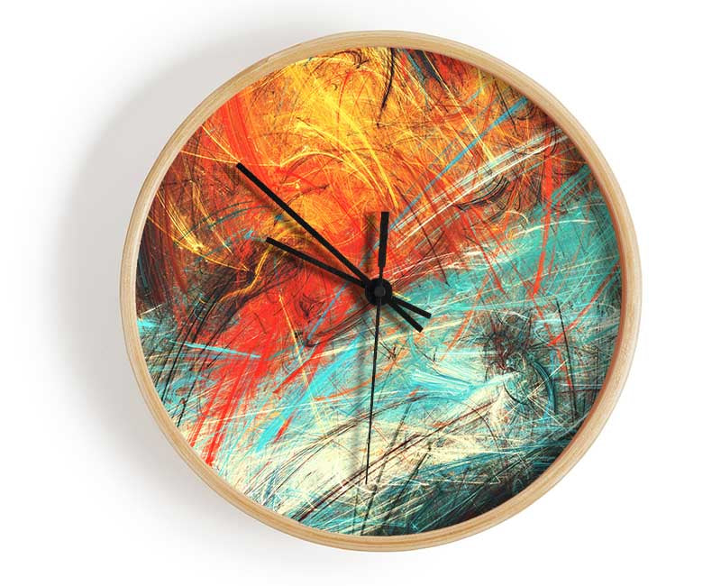 Fire and Ice explosion Clock - Wallart-Direct UK