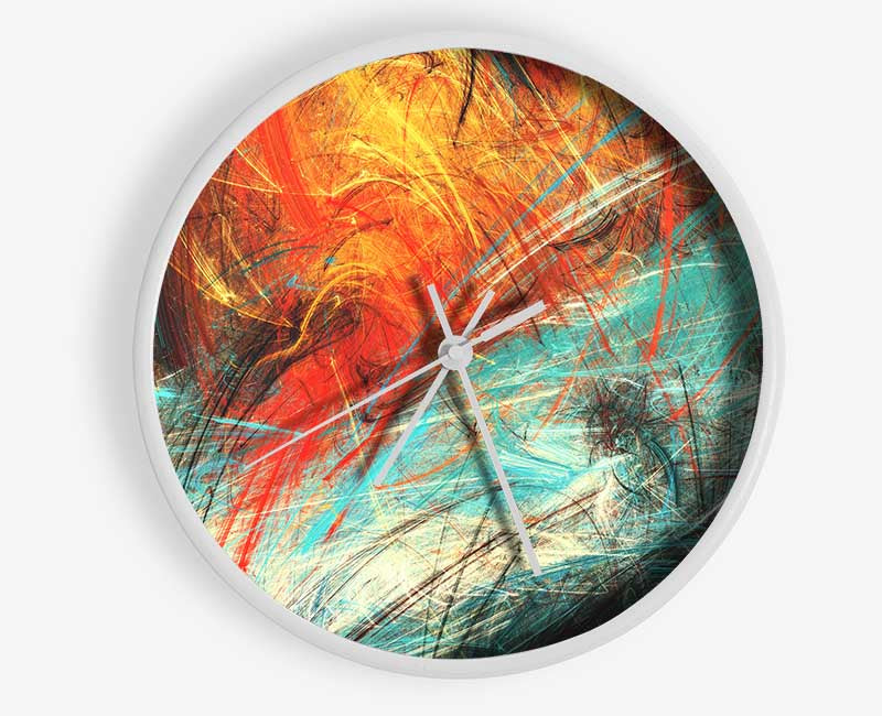 Fire and Ice explosion Clock - Wallart-Direct UK