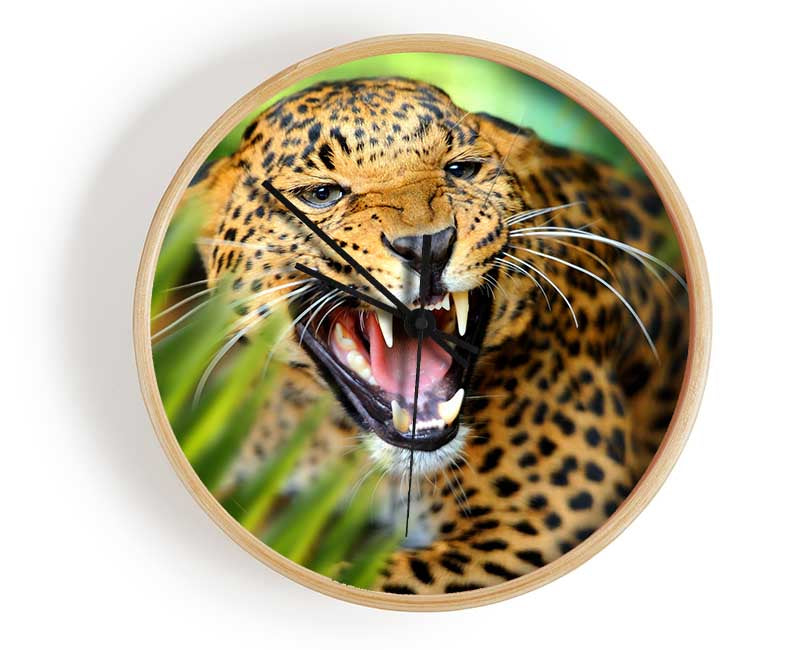 Fierce leopard in the grass Clock - Wallart-Direct UK