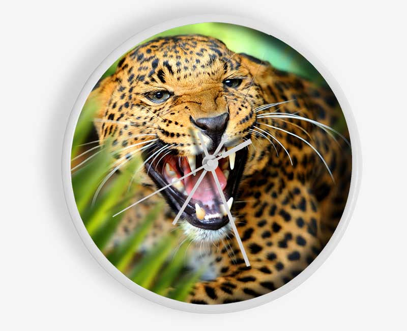 Fierce leopard in the grass Clock - Wallart-Direct UK