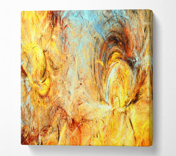 A Square Canvas Print Showing Firey swirls and ice Square Wall Art