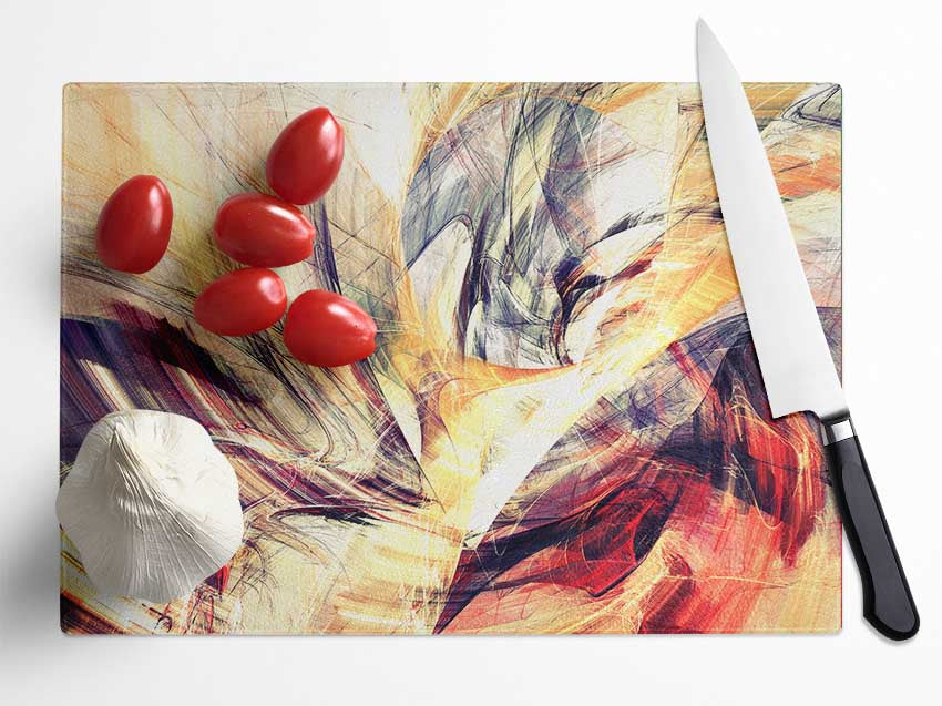 Fractures of lines and shapes Glass Chopping Board