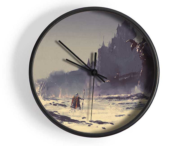 Mage fighting the beast Clock - Wallart-Direct UK