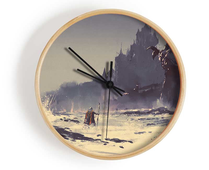 Mage fighting the beast Clock - Wallart-Direct UK