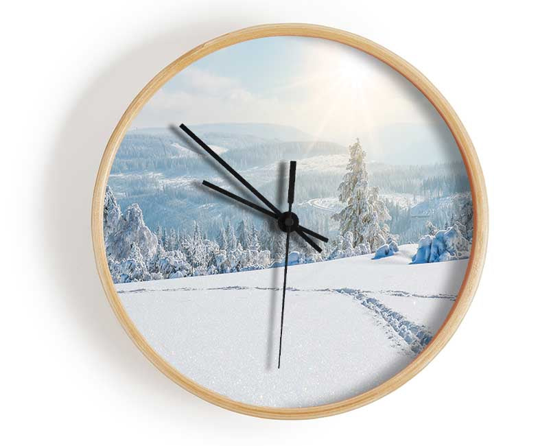 heavy snow on the plane Clock - Wallart-Direct UK