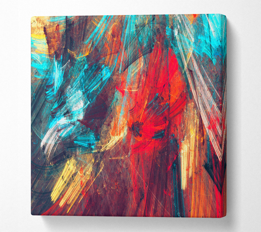 A Square Canvas Print Showing Coloured lines of distortion Square Wall Art