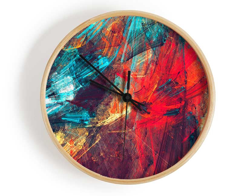 Coloured lines of distortion Clock - Wallart-Direct UK