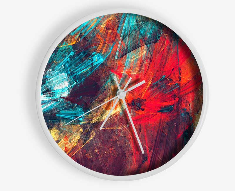 Coloured lines of distortion Clock - Wallart-Direct UK