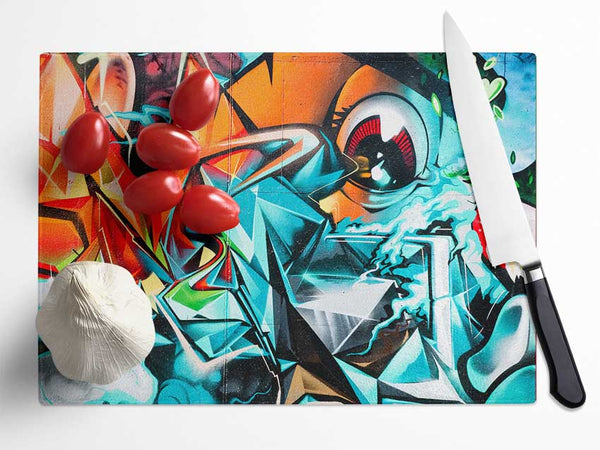 Awesome Graffiti art in space Glass Chopping Board