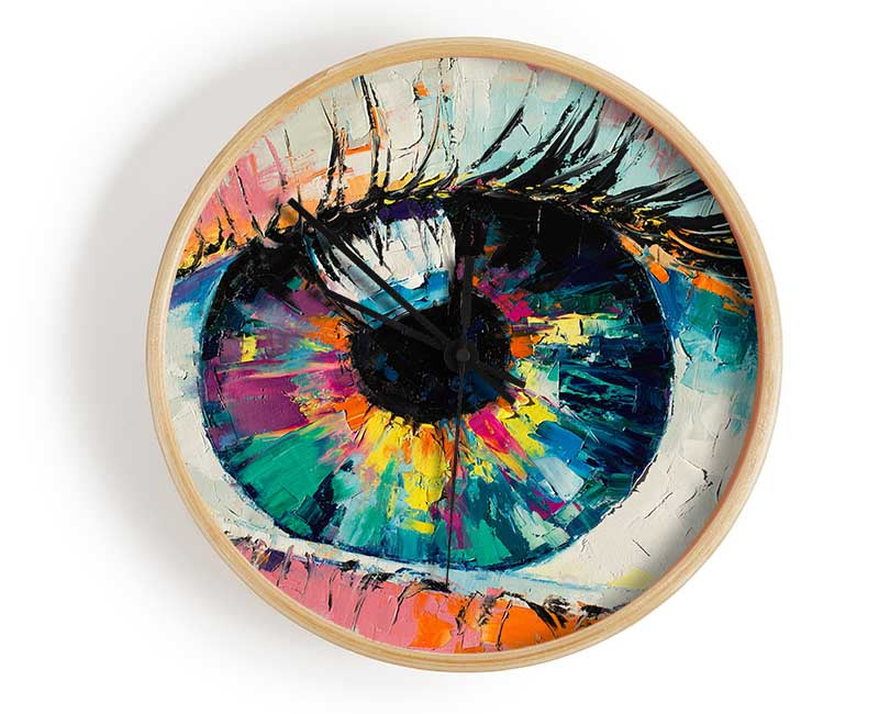 Detailed eye up close acrylic paints Clock - Wallart-Direct UK