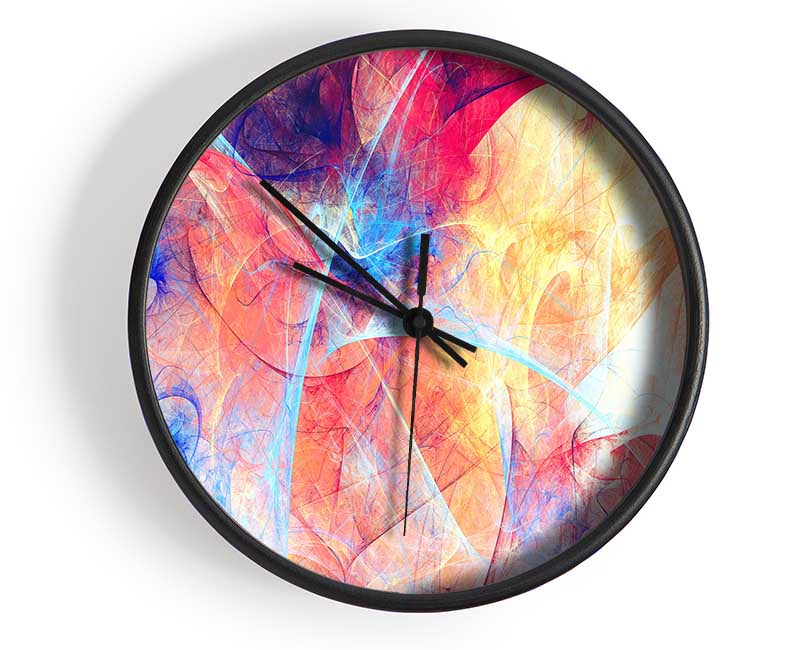 Swirls of blue and peach Clock - Wallart-Direct UK