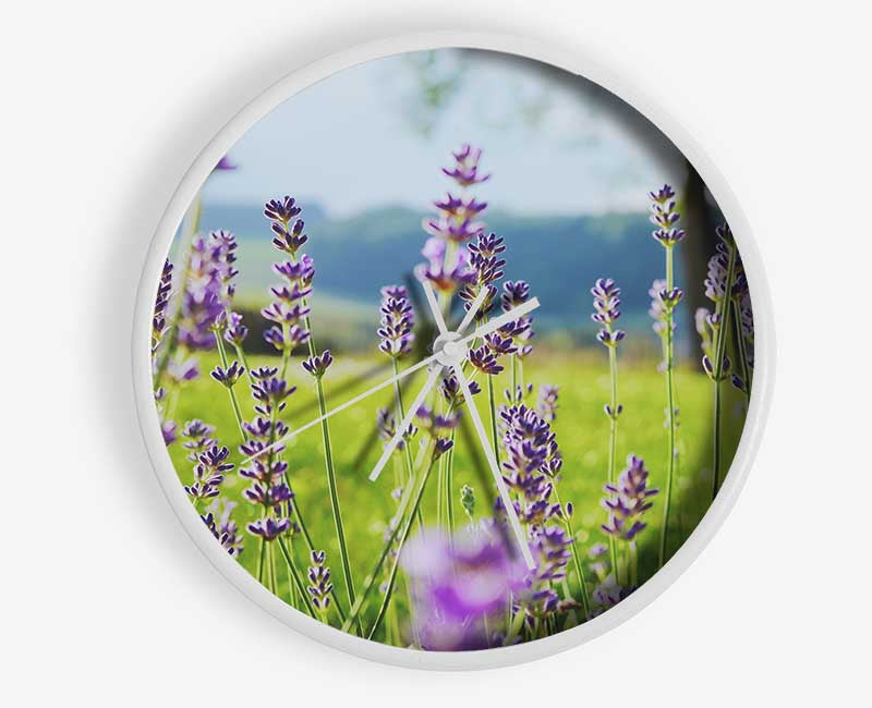 Tiny flowers suspended above the grass Clock - Wallart-Direct UK