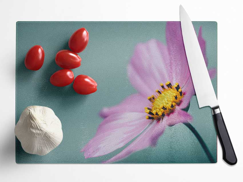 Flower shot from the side pink Glass Chopping Board