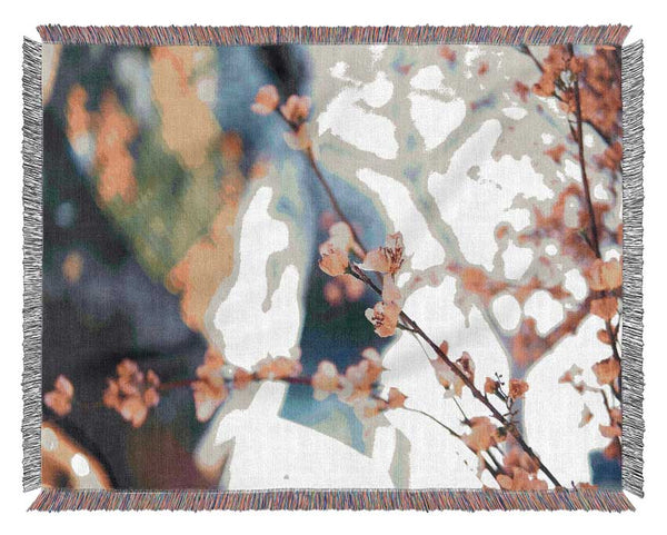 Cherry blossum in focus Woven Blanket