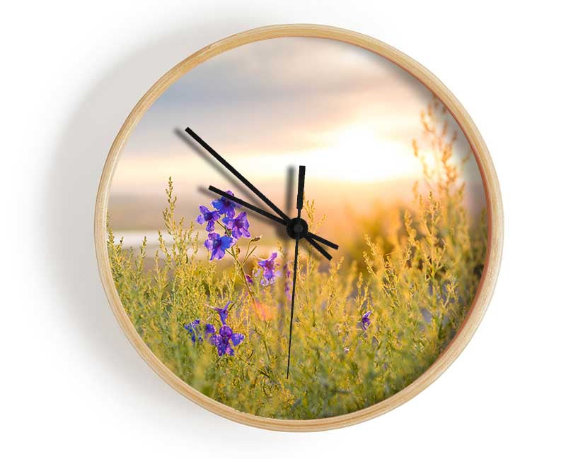 Purple flower suspended in the sunlight Clock - Wallart-Direct UK