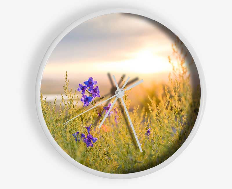 Purple flower suspended in the sunlight Clock - Wallart-Direct UK