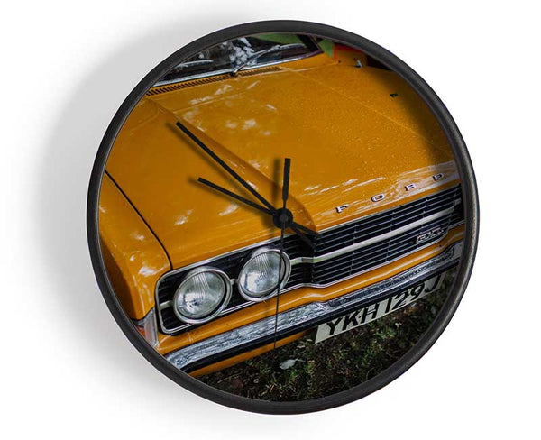 Mean yellow classic car Clock - Wallart-Direct UK