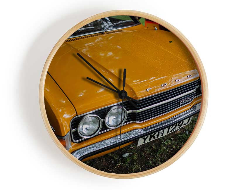 Mean yellow classic car Clock - Wallart-Direct UK