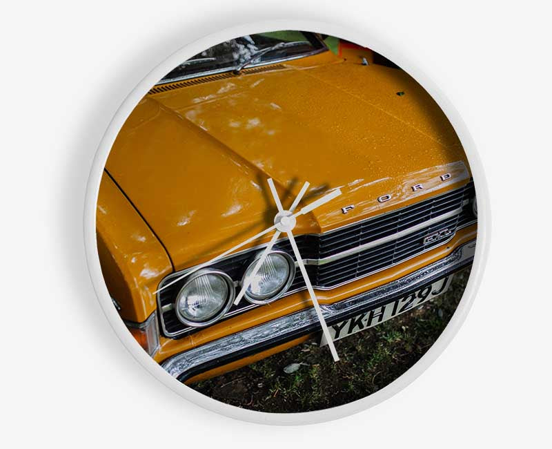 Mean yellow classic car Clock - Wallart-Direct UK