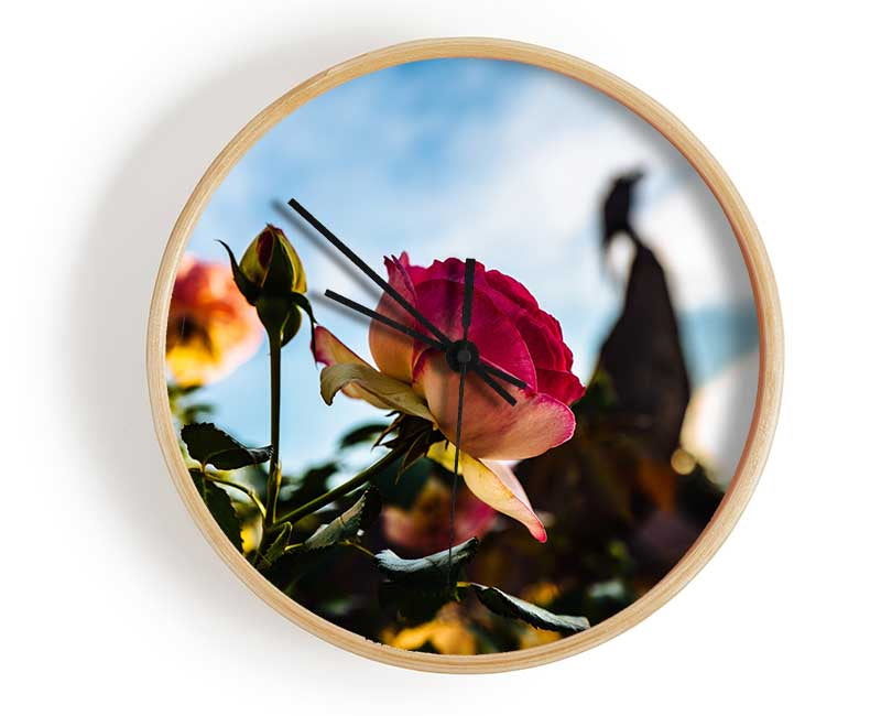 Red rose sunning Clock - Wallart-Direct UK