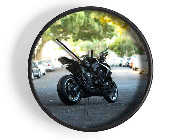 Motorbike on the street Clock - Wallart-Direct UK