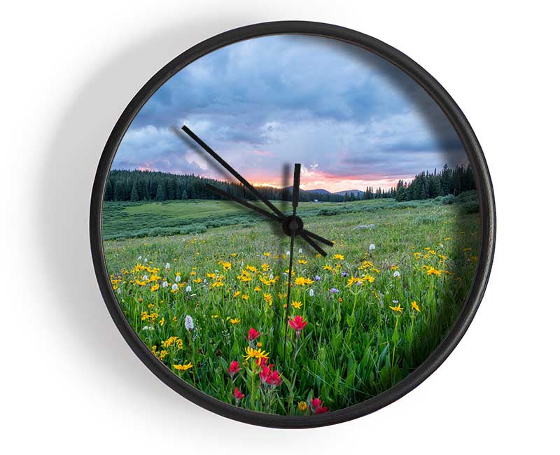 Spring meadow between the trees Clock - Wallart-Direct UK