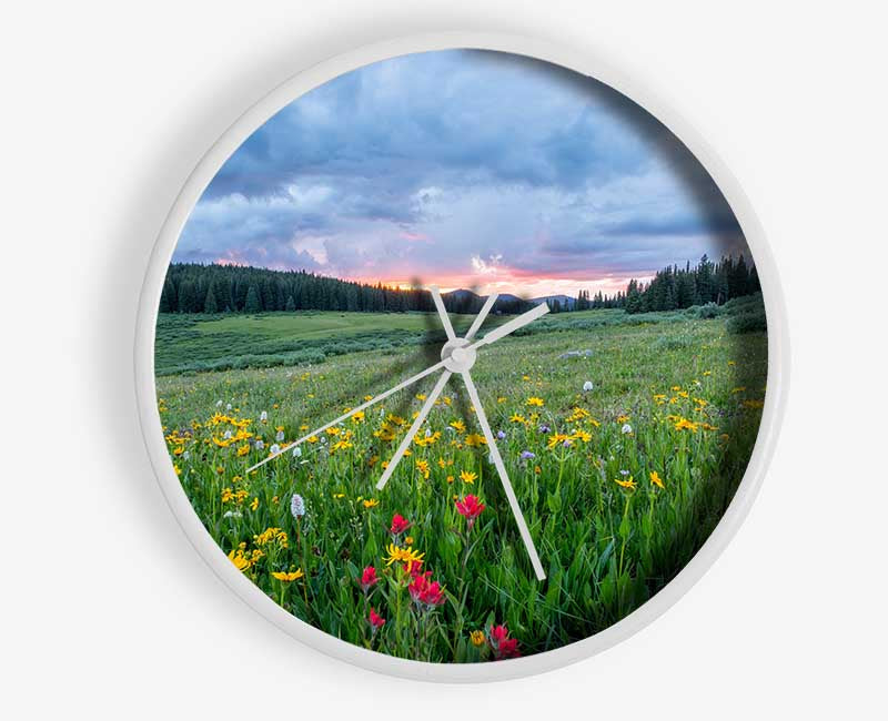 Spring meadow between the trees Clock - Wallart-Direct UK