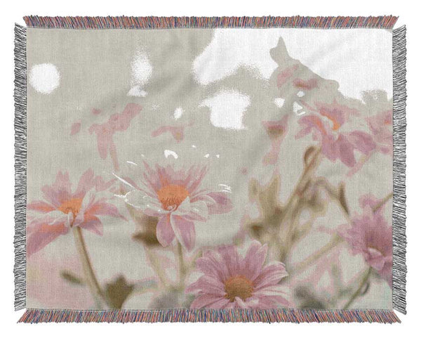 Pink flowers in soft light Woven Blanket