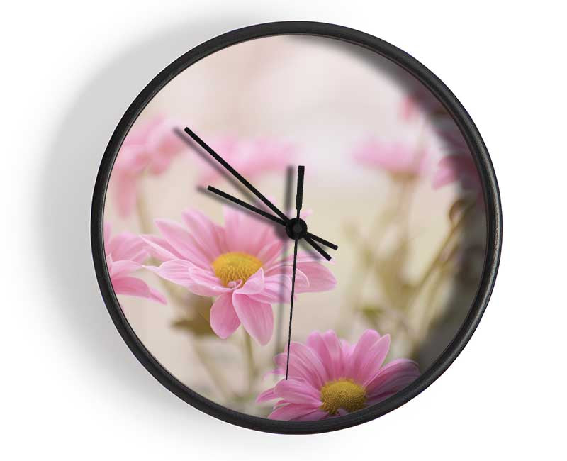 Pink flowers in soft light Clock - Wallart-Direct UK