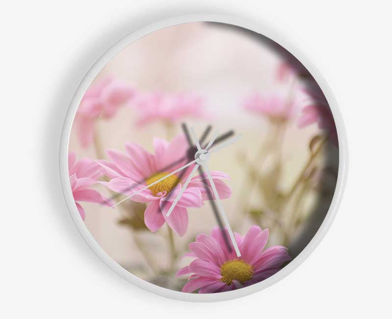 Pink flowers in soft light Clock - Wallart-Direct UK