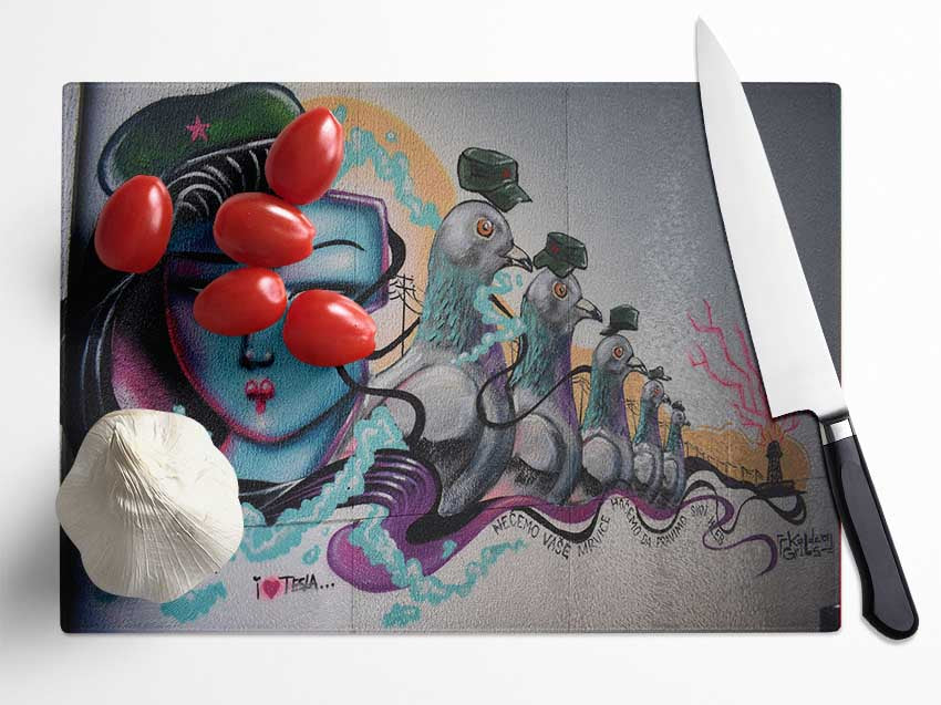 Political graffiti Glass Chopping Board