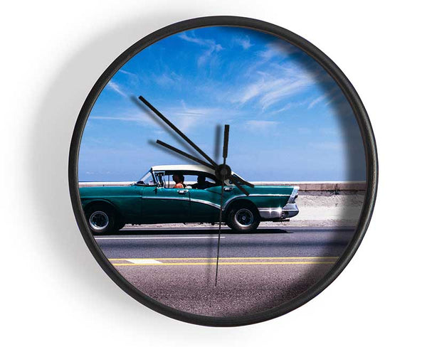 Classic car down the highway Clock - Wallart-Direct UK