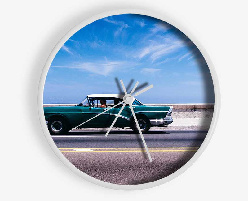 Classic car down the highway Clock - Wallart-Direct UK