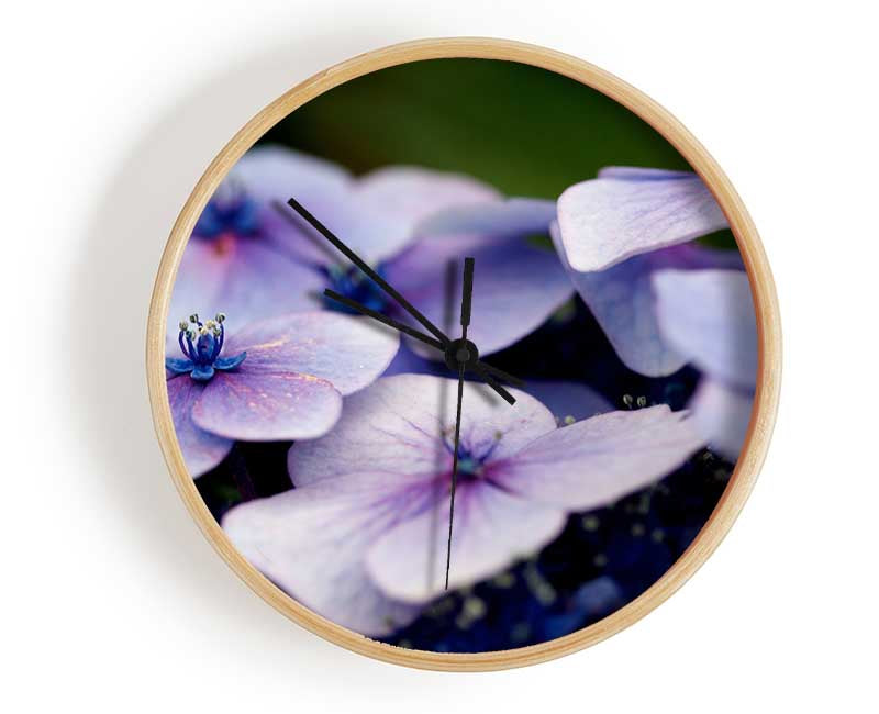 Flat purple flowers Clock - Wallart-Direct UK