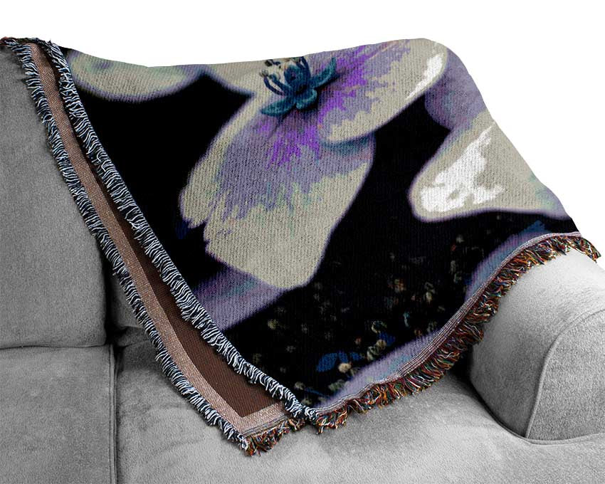 Flat purple flowers Woven Blanket