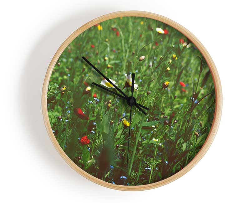 Springtime flowers greenery Clock - Wallart-Direct UK