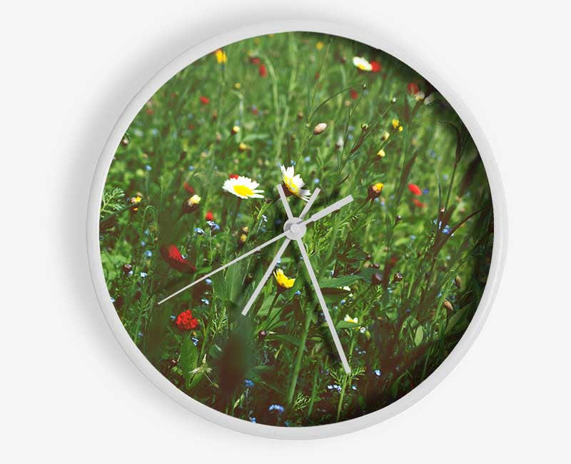 Springtime flowers greenery Clock - Wallart-Direct UK