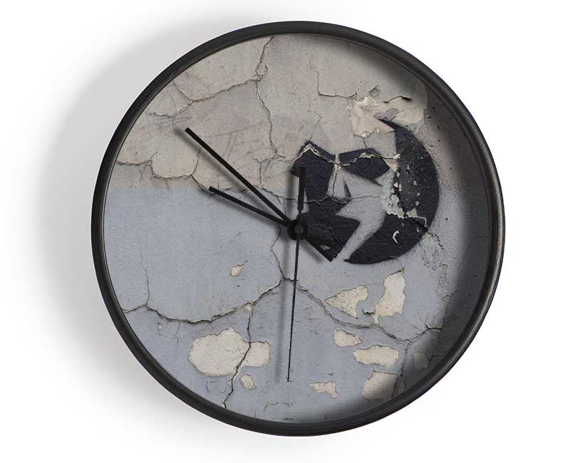 Simple street art on eroded wall Clock - Wallart-Direct UK