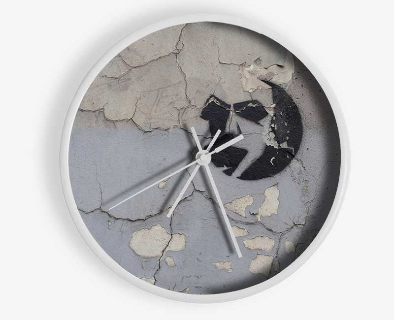 Simple street art on eroded wall Clock - Wallart-Direct UK