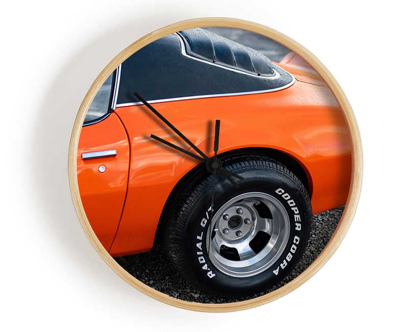 Orange end of classic car Clock - Wallart-Direct UK