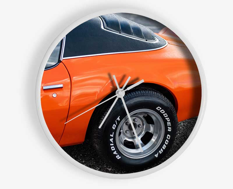 Orange end of classic car Clock - Wallart-Direct UK