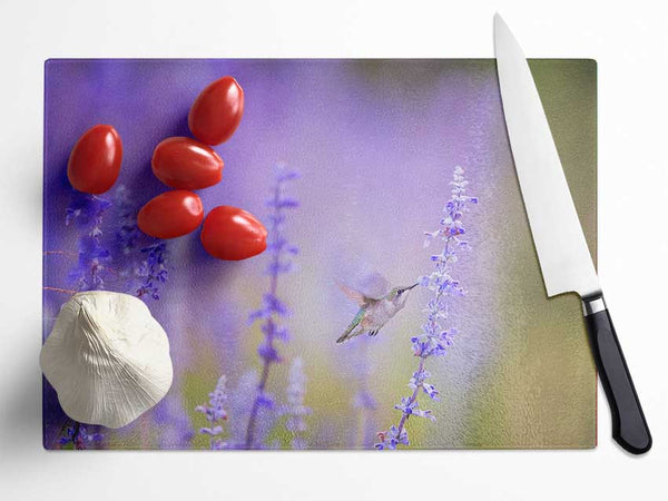 Humming bird feeding time Glass Chopping Board