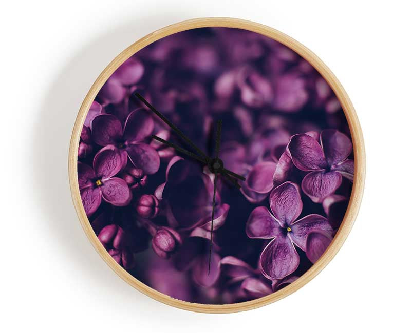 Minature purple flowers Clock - Wallart-Direct UK