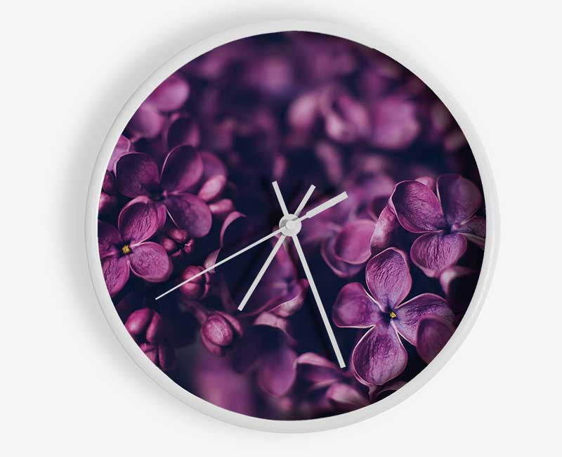 Minature purple flowers Clock - Wallart-Direct UK