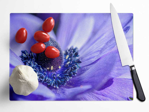 Purple flower inside detail Glass Chopping Board